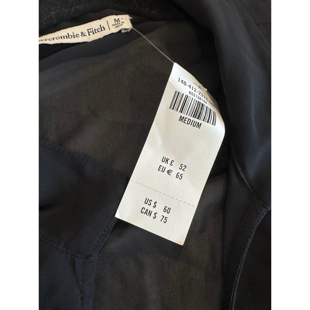 Abercrombie & Fitch Womens Sheer Long Sleeve Blouse Black Hook Eye - Picture 6 of 6